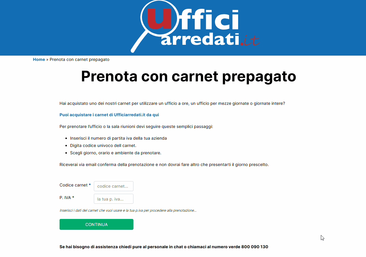 Animazione di una prenotazione con Carnet