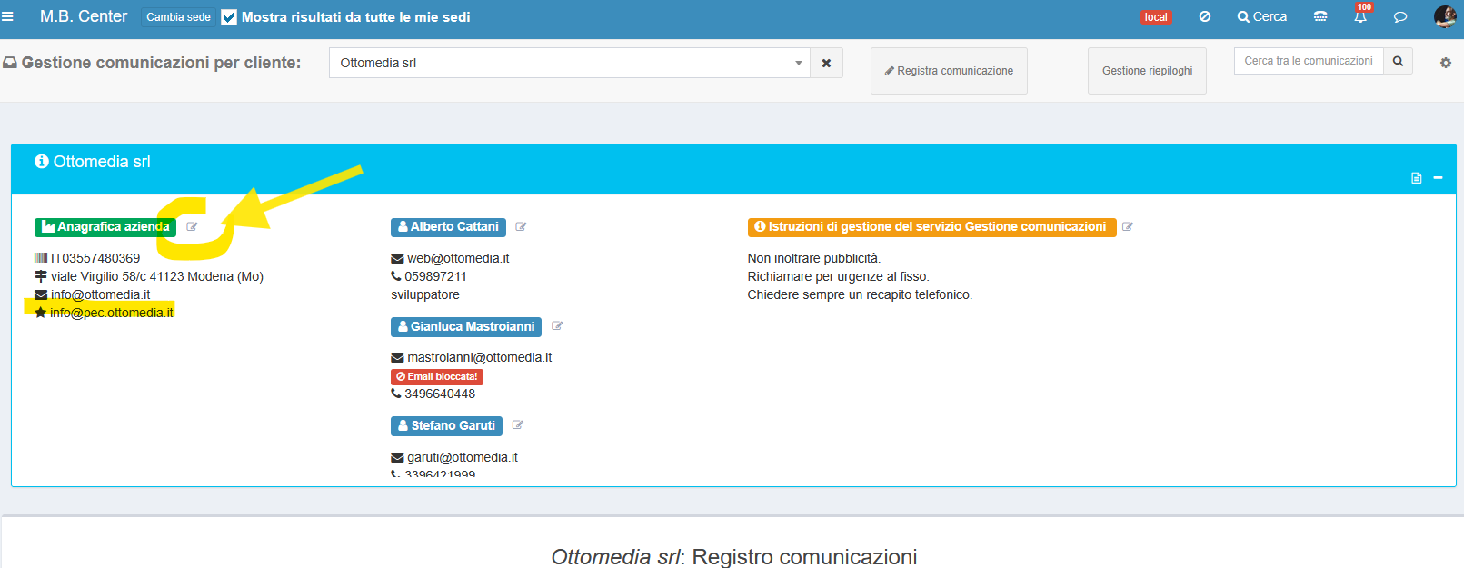 Come inserire l'indirizzo PEC dell'azienda da Virtuoso